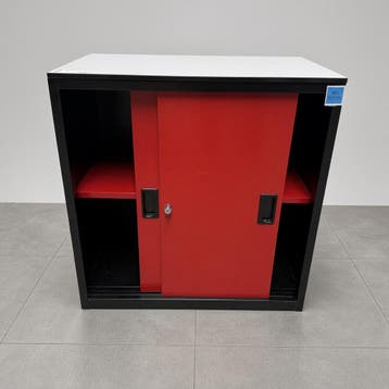 Metalen schuifdeurkast zwart-rood - 75x75x45 cm, Huis en Inrichting, Ophalen of Verzenden, Nieuw