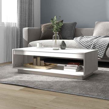 vidaXL Salontafel 110x50x33,5 cm massief grenenhout wit, 100 tot 150 cm, Verzenden, Nieuw, 50 tot 100 cm