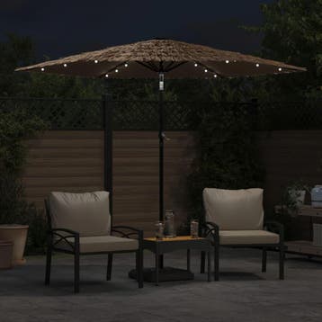 vidaXL Parasol met LEDs en stalen paal 268x268x226 cm bruin, Verzenden, Nieuw, 2 tot 3 meter