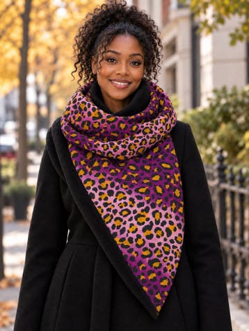 Warme Sjaal met Afrikaanse print Unisex - Paars Luipaard Spo, Kleding | Dames, Ophalen of Verzenden, Nieuw