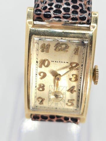 Waltham - 14K Goldarmbanduhr. - Rechteck Formuhr -, Nieuw