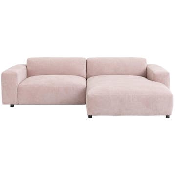 Lichtroze Velours Bank - Hoekbank - Ongebruikt, 250 tot 300 cm, Hoekbank, Ophalen of Verzenden, Zo goed als nieuw