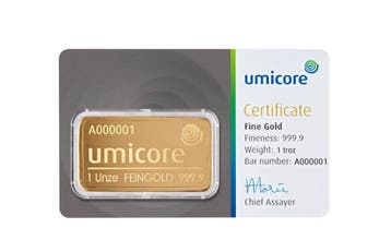 Umicore Goudbaar 31,1 gram met certificaat | Goudonline, Goud