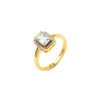 Trouwring - 14 karaat Geel goud - 1.00ct. tw. Aquamarijn -
