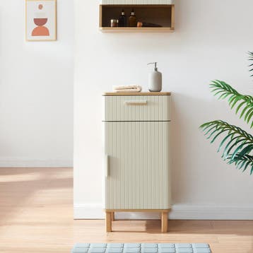 Badkamerkast Ferrersp 80x40x35 cm eikenkleurig havermout en, Huis en Inrichting, Badkamer | Badkamermeubels, Verzenden, Nieuw