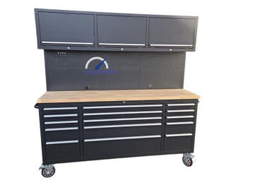 Gereedschapswagen Werkbank Met Achterwand 72 Inch Zwart -..., Ophalen of Verzenden, Nieuw