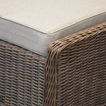 Ibiza voetenbank 64x52xH43 cm bruin wicker | naturel mixed, Ophalen of Verzenden, Nieuw