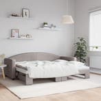 vidaXL Slaapbank met onderschuifbed 80x200 cm stof taupe, Eenpersoons, Verzenden, Nieuw, 80 cm