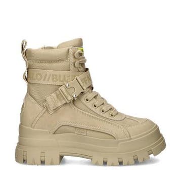 Buffalo Aspha Com 1 veterboots voor dames in het Beige, Verzenden, Beige, Lage of Enkellaarzen, Nieuw