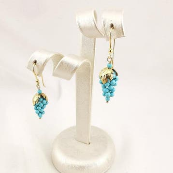 Turquoise - Argento 925 - Oorbellen - oorbellen met trosjes