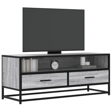 vidaXL Tv-meubel 100x34,5x40 cm bewerkt hout metaal grijs, Huis en Inrichting, Kasten | Televisiemeubels, Verzenden, Nieuw, Overige houtsoorten