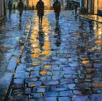 Néo Pablo - Blue Cobblestones – 100% original Painting by