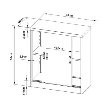 [en.casa] Lockerkast Rieti bureaukast 90x40x90 cm lichtgrijs, Verzenden, Nieuw in verpakking