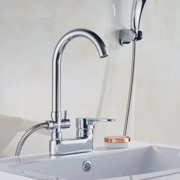 Chrome Wastafelkraan met Douchekop - Multifunctioneel, Warm, Verzenden, Nieuw
