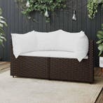 vidaXL Tuinhoekbanken met kussens 2 st poly rattan bruin, Verzenden, Nieuw