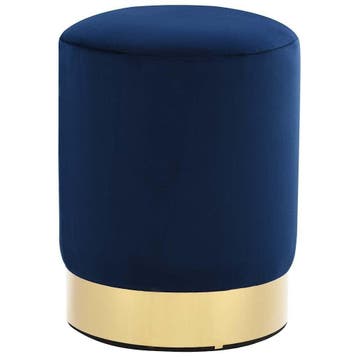 Fluwelen Kruk Blauw - Goud | Retourdeal | 50% Korting, Huis en Inrichting, Banken | Voetenbanken en Poefen, Minder dan 50 cm, Luxueus