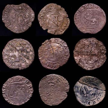 Spanje. Alfonso X, Alfonso XI, Enrique III, Enrique IV y, Postzegels en Munten