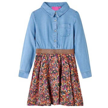 vidaXL Kinderjurk met lange mouwen 104 marineblauw en, Verzenden, Nieuw