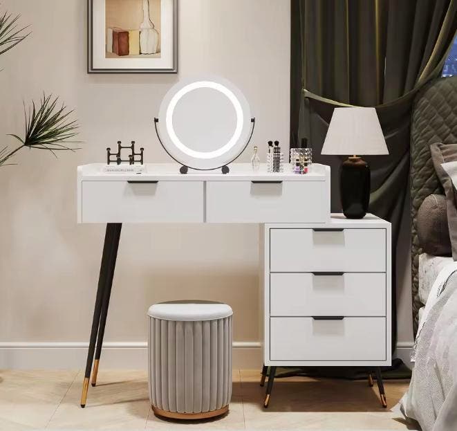 Kaptafel met LED-Spiegel – Wit, Modern en Functioneel Design, Huis en Inrichting, Kasten | Overige, Nieuw, Verzenden