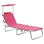 vidaXL Ligbed inklapbaar met luifel aluminium roze, Tuin en Terras, Verzenden, Nieuw