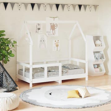 vidaXL Kinderbedframe 70x140 cm massief grenenhout wit, Kinderen en Baby's, Kinderkamer | Bedden, Verzenden, Nieuw