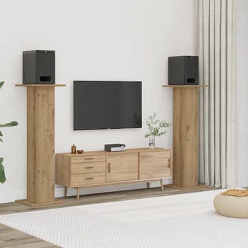 vidaXL Speakerstandaards 2 st 30x30x95 cm hout artisanaal, Verzenden, Nieuw