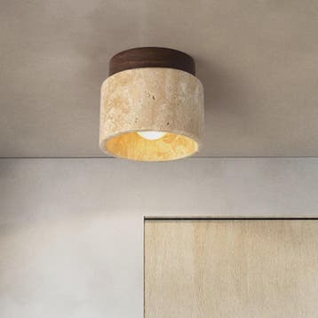Japanse Stijl LED Plafondlamp - Natuursteen & Hout - Sfeervo, Verzenden, Nieuw
