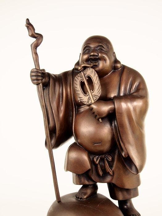 Hotei  Een van de Zeven Geluksgoden - Brons - Eizan Koshii, Antiek en Kunst, Antiek | Overige Antiek