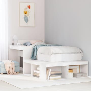 vidaXL Nachtkastje met bureau wit 232x122x75 cm massief, Minder dan 45 cm, Verzenden, Nieuw, 70 cm of meer