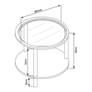 Bijzettafel Latama rond Ø51x45 cm zwart en brons [en.casa], Verzenden, Nieuw