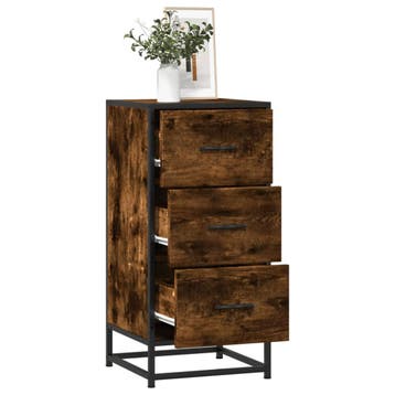 vidaXL Dressoir 35,5x35x76 cm bewerkt hout en metaal gerookt, Minder dan 50 cm, Verzenden, Nieuw, 25 tot 50 cm