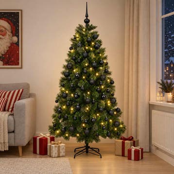 vidaXL Kunstkerstboom met kerstballen 240 cm 300 LEDs, Verzenden, Nieuw