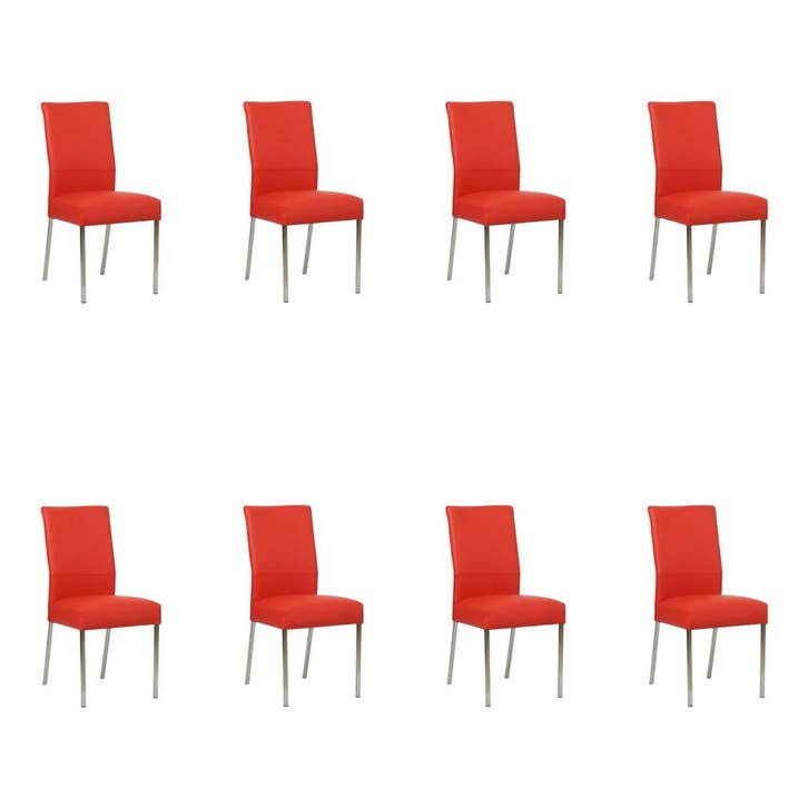 Set van 8 Leren eetkamerstoelen Real - Toledo Ferrari, Huis en Inrichting, Stoelen, Vijf, Zes of meer stoelen, Nieuw, Leer, Ophalen of Verzenden