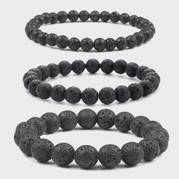 Elastische Charm Armband met Natuursteen Kralen: Lavasteen &, Sieraden, Tassen en Uiterlijk, Edelstenen, Verzenden, Nieuw