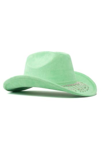 KIMU® Cowboyhoed Mint Strass Steentjes Ketting Mintgroen Cow, Ophalen of Verzenden, Nieuw, Carnaval