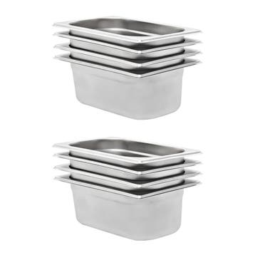 vidaXL Gastronormbakken 8 st GN 1/4 100 mm roestvrij staal, Verzenden, Nieuw