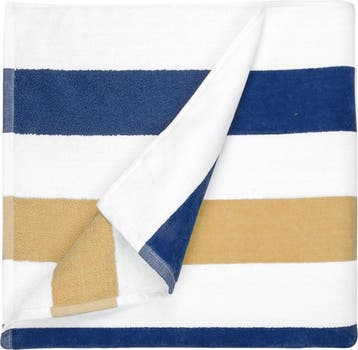 The One Strandlaken Stripe 90x190cm White/Navy/Gold, Verzenden, Nieuw