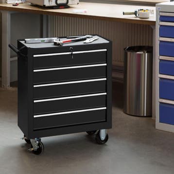 Gereedschapswagen met 5 lades - zwart, Verzenden, Nieuw