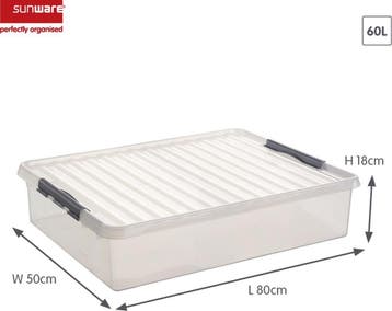 Sunware Q-line Opbergbox 60 liter Transparant 80x50xH18cm, Ophalen of Verzenden, Nieuw