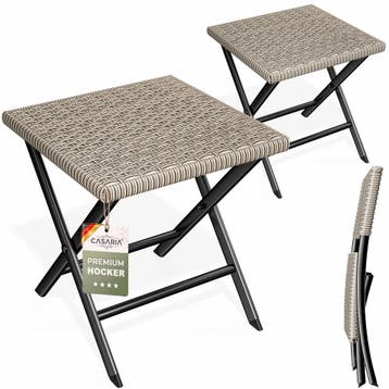 Polyrattan opvouwbare kruk creme 3-in-1, draagbaar, weerb..., Verzenden, Nieuw