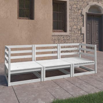 vidaXL Tuinbank 3-zits massief grenenhout wit, Tuin en Terras, Verzenden, Nieuw