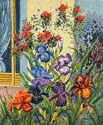 Christiane Stenfort (née en 1940) - Iris et roses