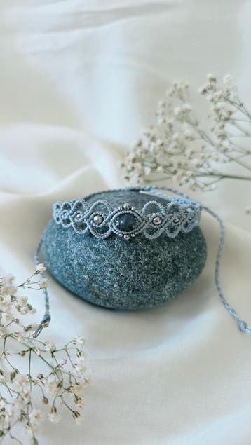 Labradoriet Edelsteen Macrame Armband - Silver, Verzenden, Nieuw