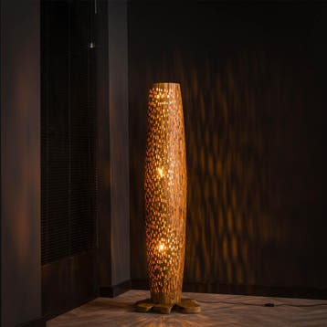 *WOONWINKEL* Houten Vloerlamp Teak Medium, Verzenden, Nieuw