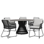 Taranto Pasadena dining tuinset 140xH75 cm 6 delig antraciet, Tuin en Terras, Tuinsets en Loungesets, Ophalen of Verzenden, Nieuw