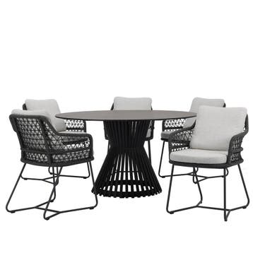 Taranto Pasadena dining tuinset 140xH75 cm 6 delig antraciet, Ophalen of Verzenden, Nieuw