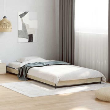 vidaXL Bedframe Sonoma Eiken 80 x 200 cm Bewerkt hout, Eenpersoons, Bruin, Verzenden, Nieuw