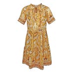 Frogbox • gele jurk met barok motief • 36, Verzenden, Geel, Nieuw, Maat 36 (S)