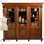 Boekenkast of Bibliotheekkast met drie schuifdeuren en verst, Ophalen of Verzenden