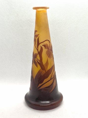 Emile Gallé - Vaas - Ondertekend - Glas - Liliendekor, Antiek en Kunst, Antiek | Glas en Kristal